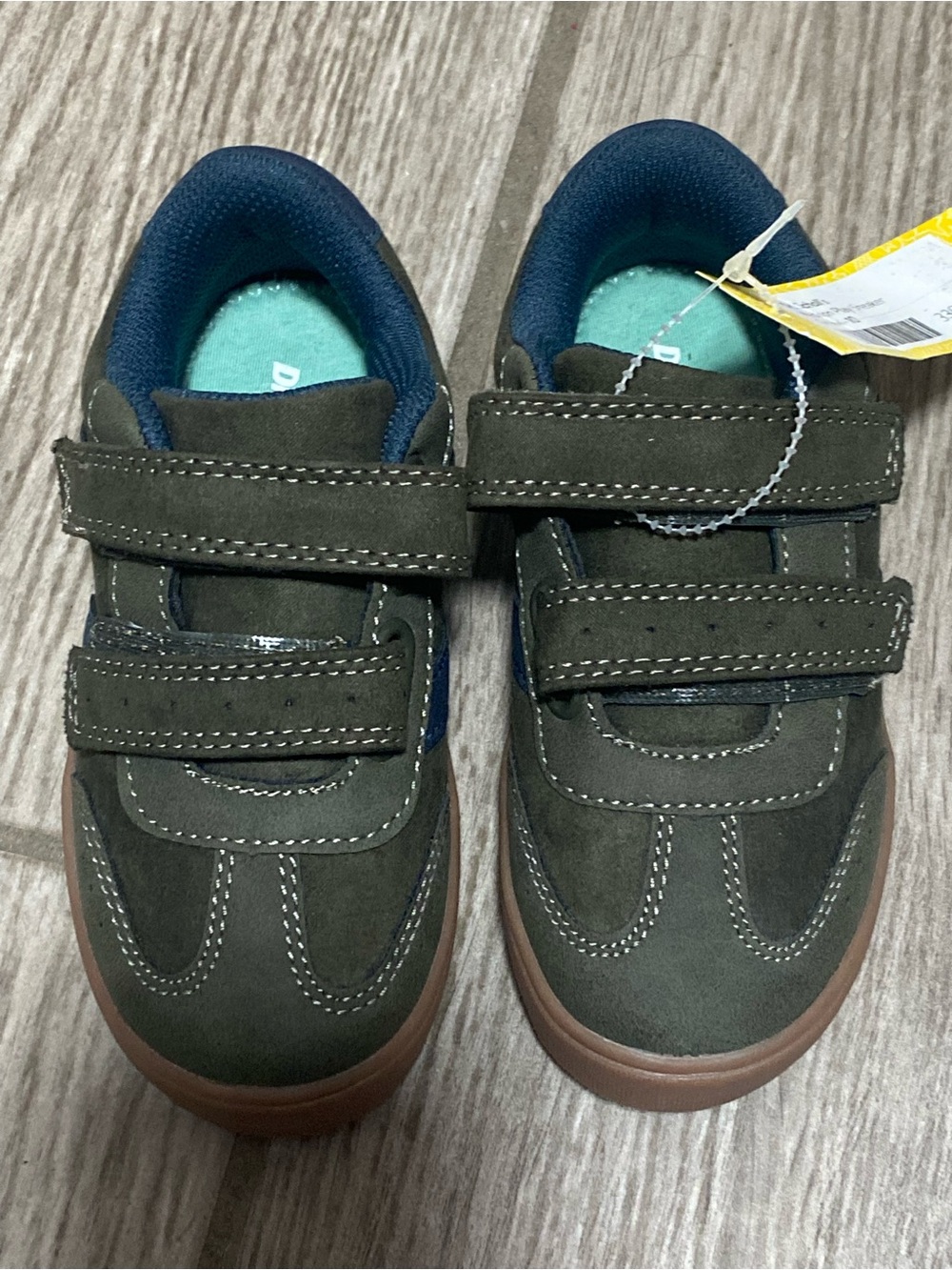Dr. Scholl's Kids Olive Green Velcro Sneakers with Brown Sole